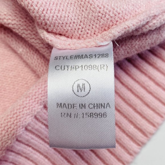 Aaron & Amber Light Pink Puff Sleeve Pom Pom Pullover Sweater (size M) - Picture 8 of 11